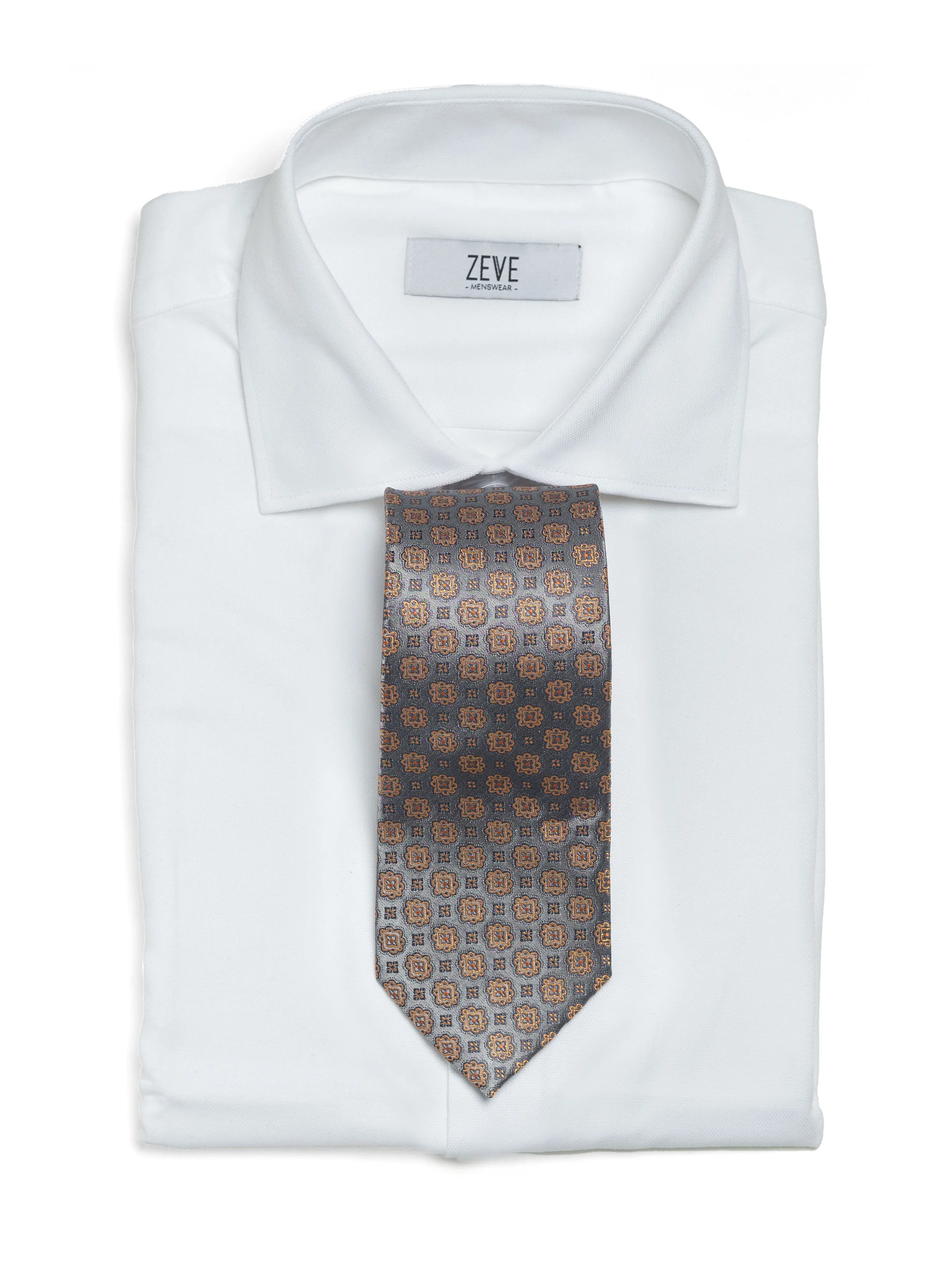 Medallion Tie - Silver Grey