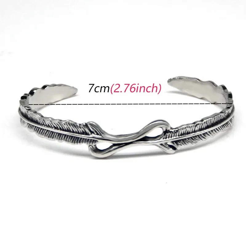 Men Women's Stainless Steel Bracelet Bangle Cuff Silver Tone Angel Wing Feather