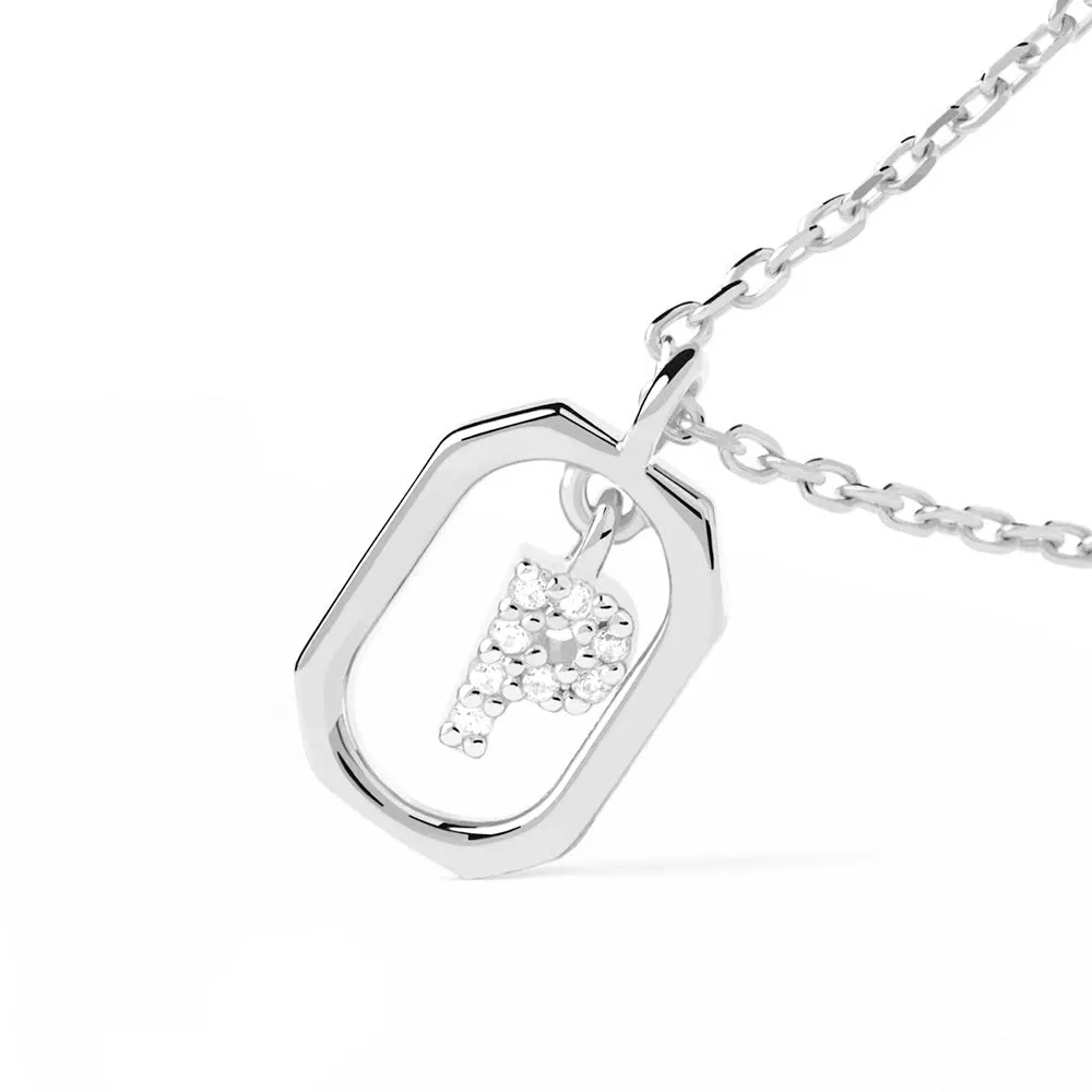 Moissanite Initial P Dangle Pendant Necklace