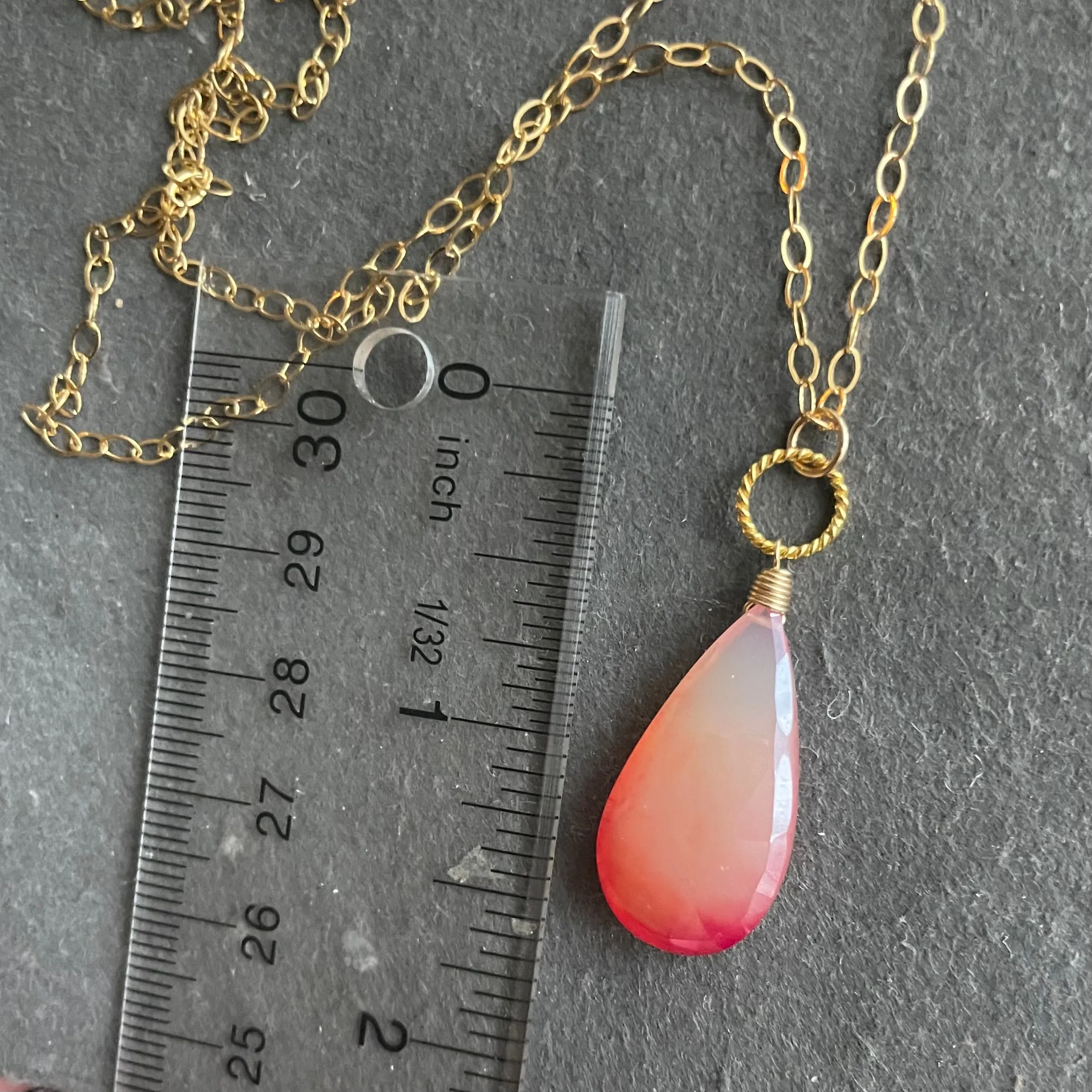 Mystic Pink Grapefruit Chalcedony Necklace, OOAK