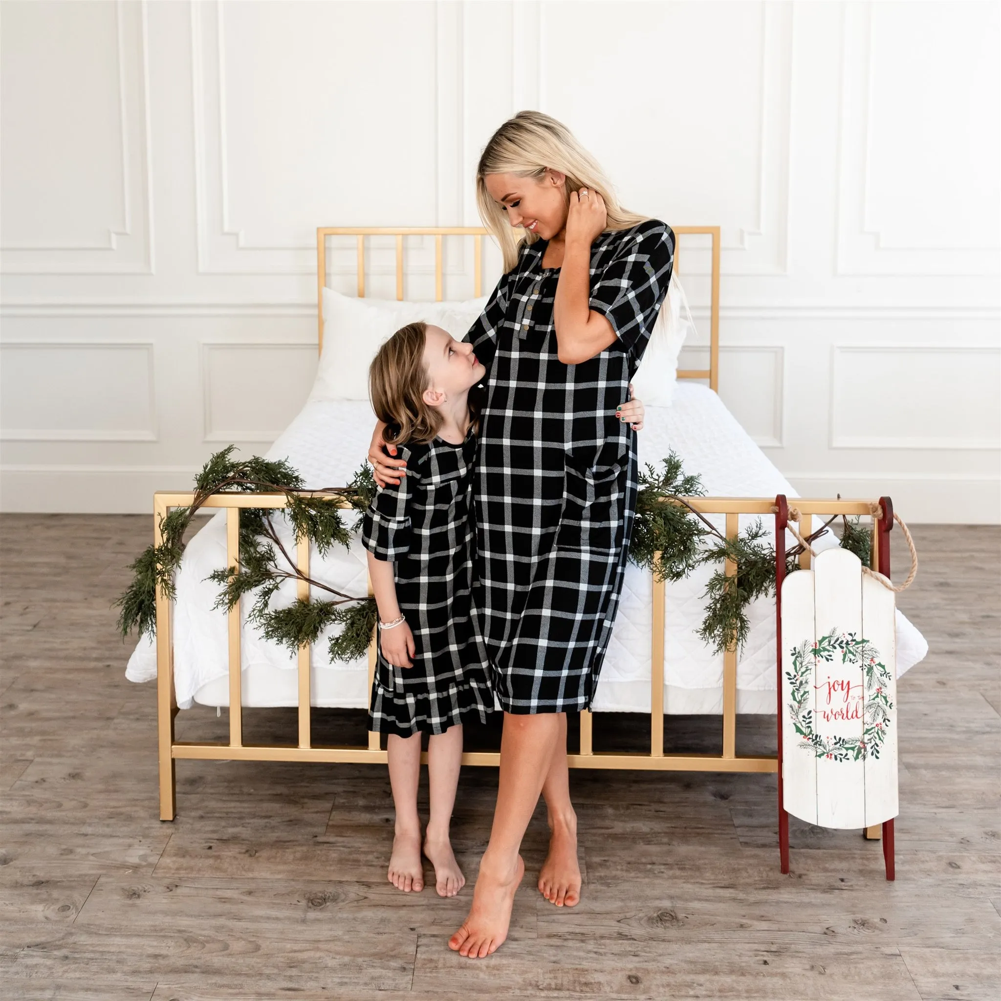 Noel House Dress: Black Plaid