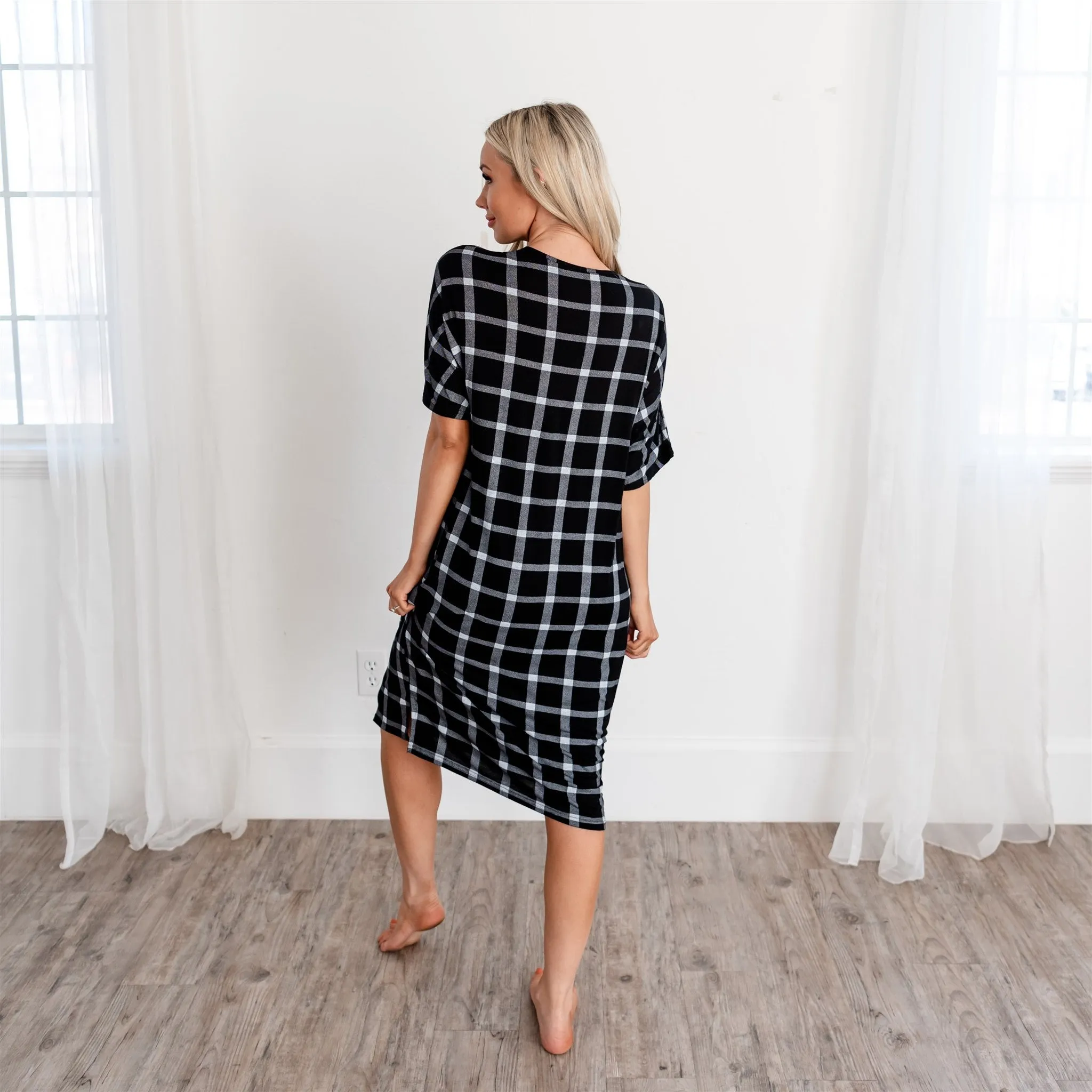 Noel House Dress: Black Plaid