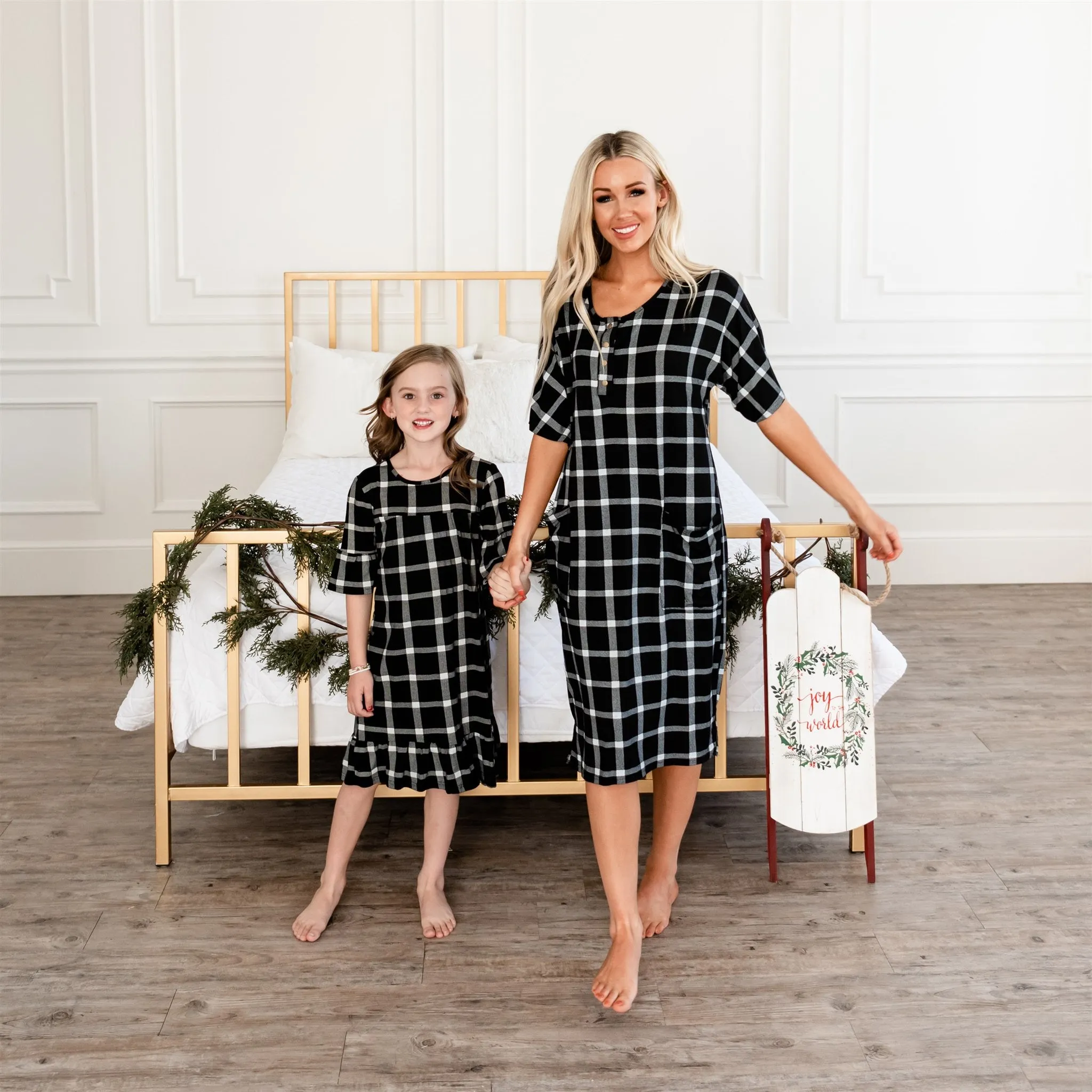 Noel House Dress: Black Plaid