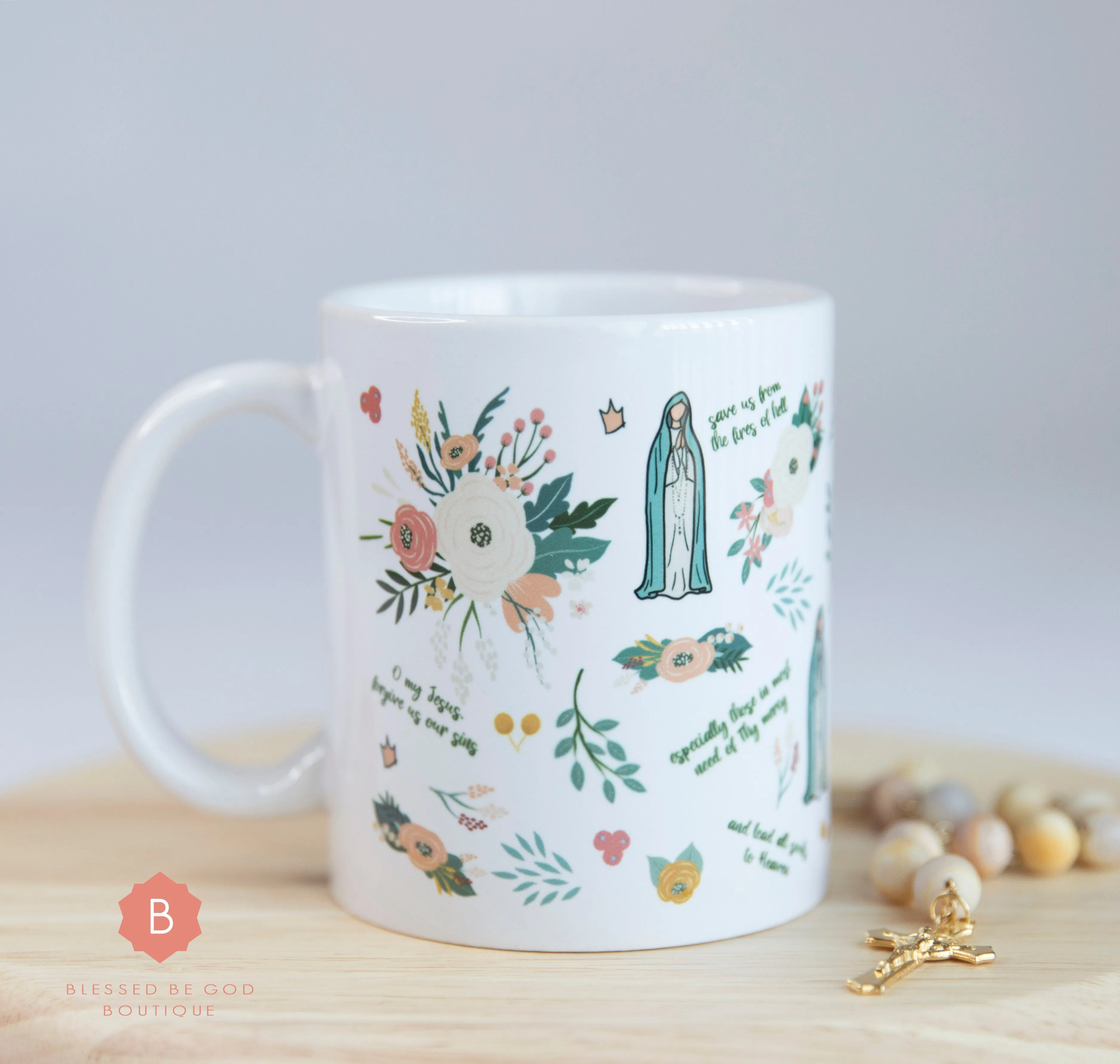 Our Lady of Fatima Catholic Mug, Marian, 11oz cup