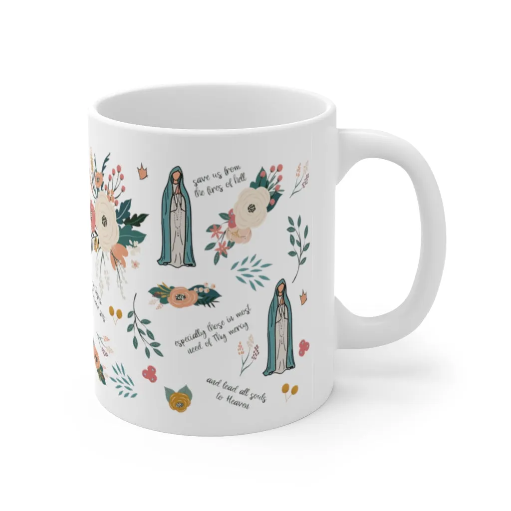 Our Lady of Fatima Catholic Mug, Marian, 11oz cup