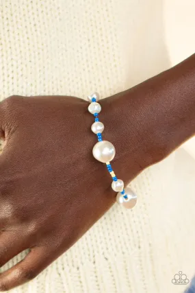 Paparazzi Contemporary Coastline - Blue and White Pearl Dainty Bracelet