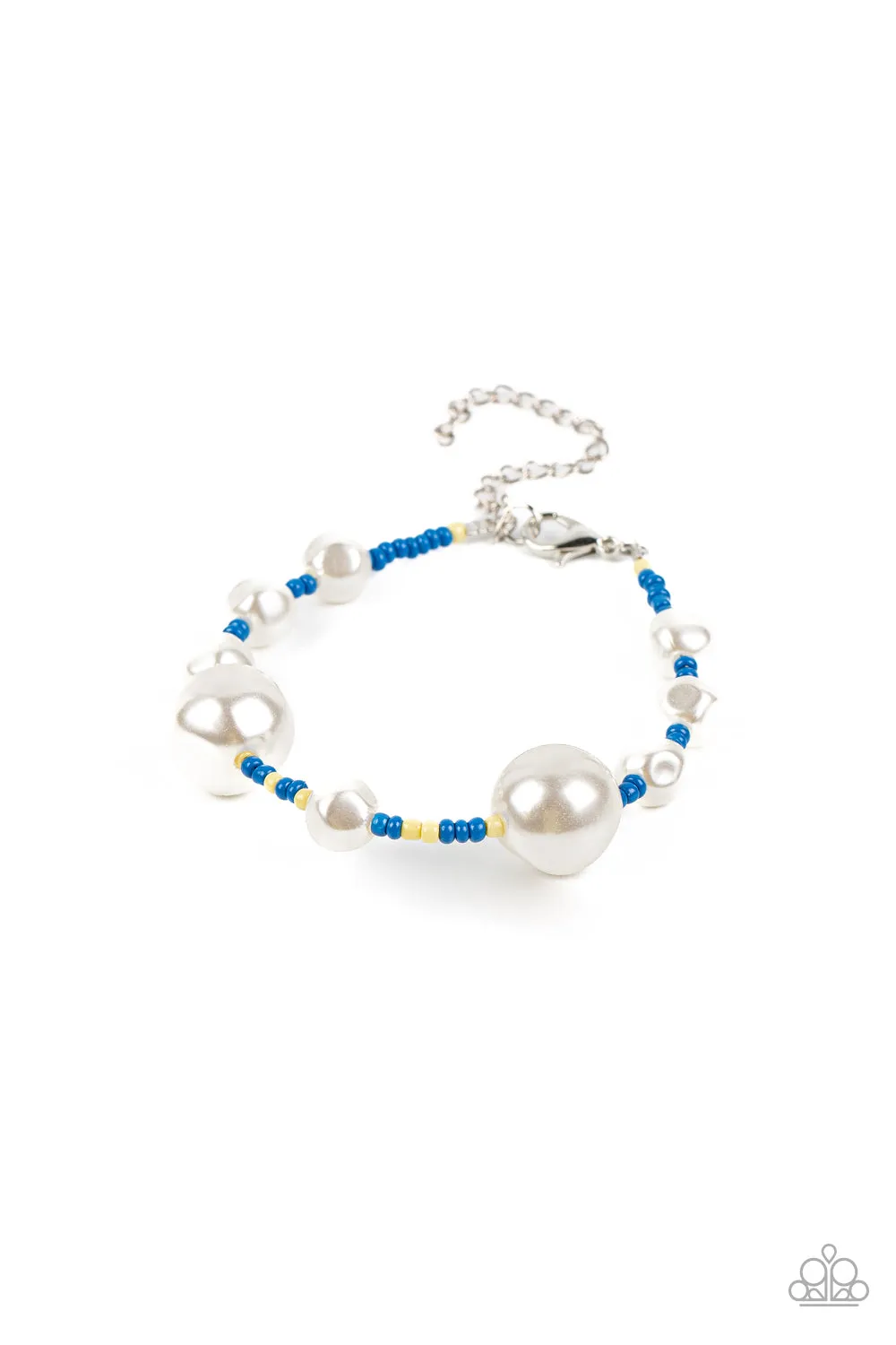 Paparazzi Contemporary Coastline - Blue and White Pearl Dainty Bracelet