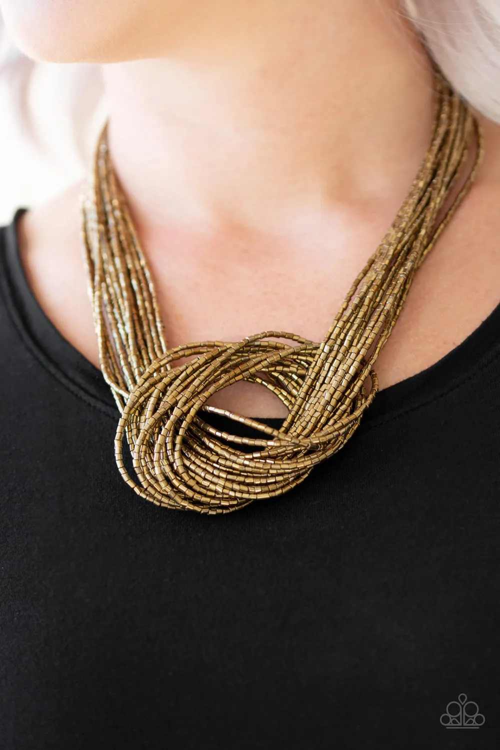 Paparazzi Knotted Knockout Brass Necklace Set