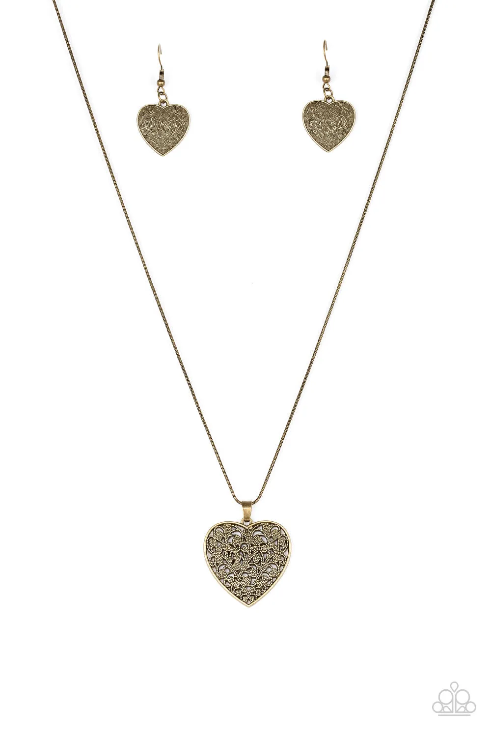 Paparazzi Look Into Your Heart Brass Necklace Set