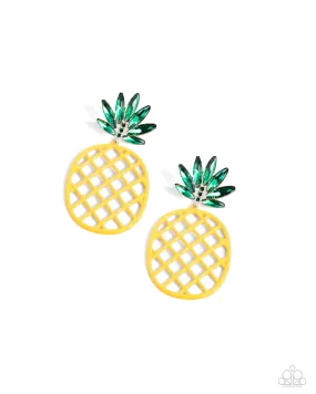 Paparazzi Pineapple Passion Yellow Post Earrings