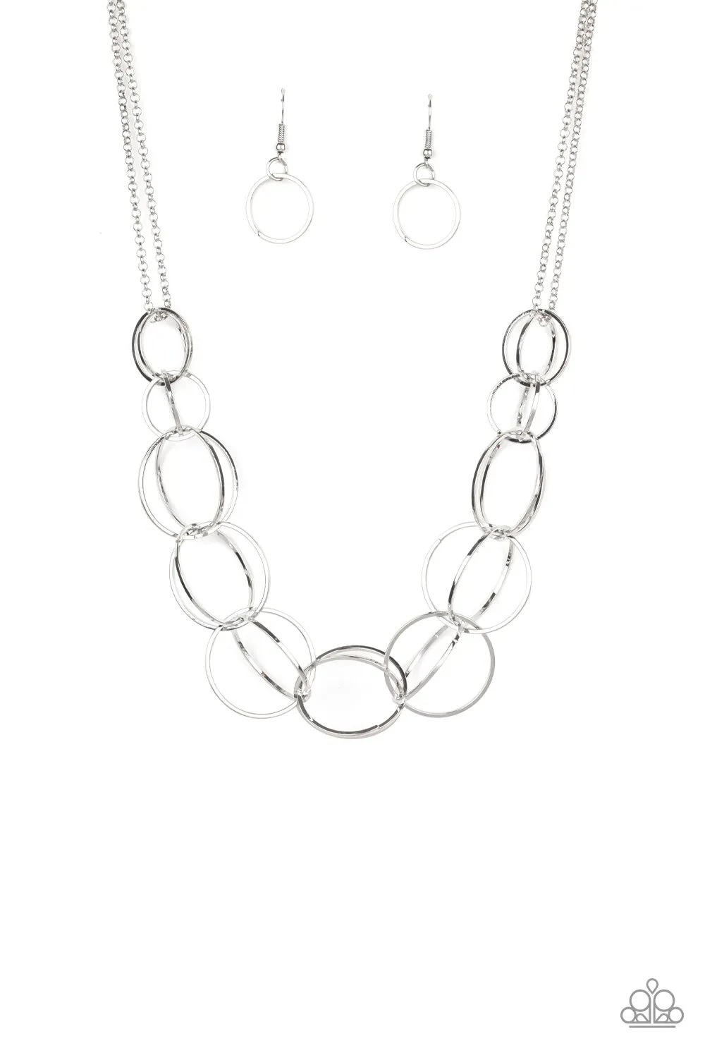 Paparazzi Space Walk Silver Necklace Set