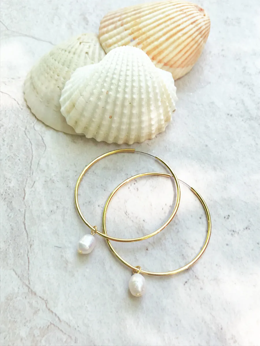 Pearl Drop Endless Hoops