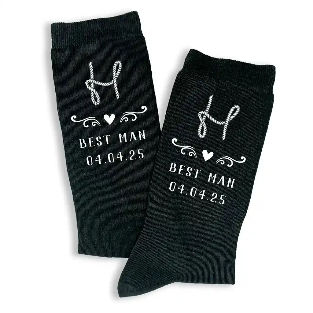 Personalized Monogram Groomsmen Socks for Rustic Ranch Wedding