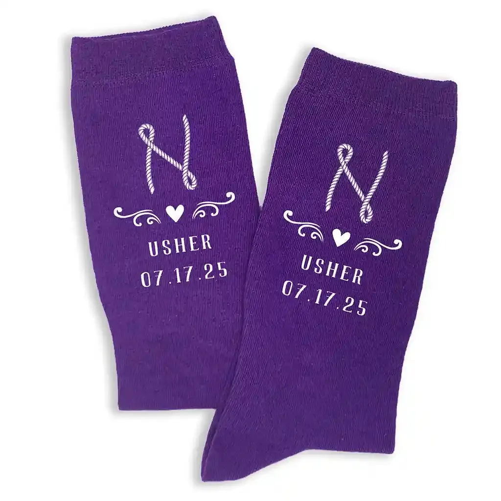 Personalized Monogram Groomsmen Socks for Rustic Ranch Wedding