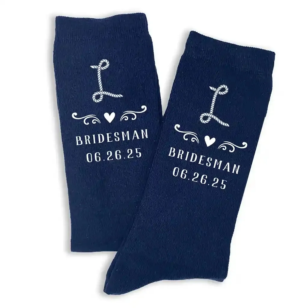 Personalized Monogram Groomsmen Socks for Rustic Ranch Wedding