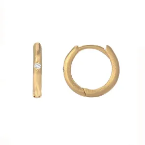 Petite Pave Huggie Gold Hoop Earrings