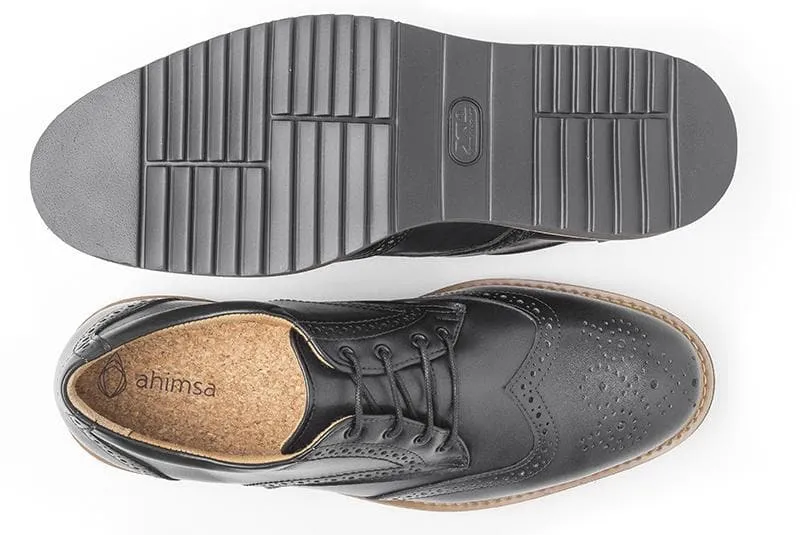 'Philip' Wing Tip Derby By Ahimsa - Black