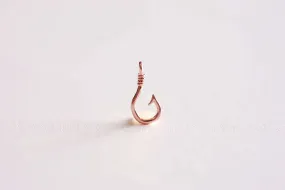 Pink Rose Gold Fish Hook Charm Pendant- 22k Rose Gold plated Sterling Silver, Fishing Hook, Nautical Charm, Fish Hook Connector, Anchor, 363