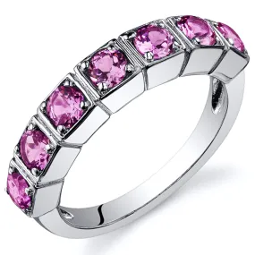 Pink Sapphire Round Cut Sterling Silver Ring Size 6