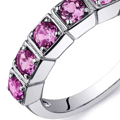 Pink Sapphire Round Cut Sterling Silver Ring Size 6