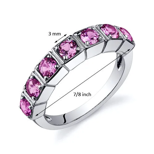 Pink Sapphire Round Cut Sterling Silver Ring Size 6