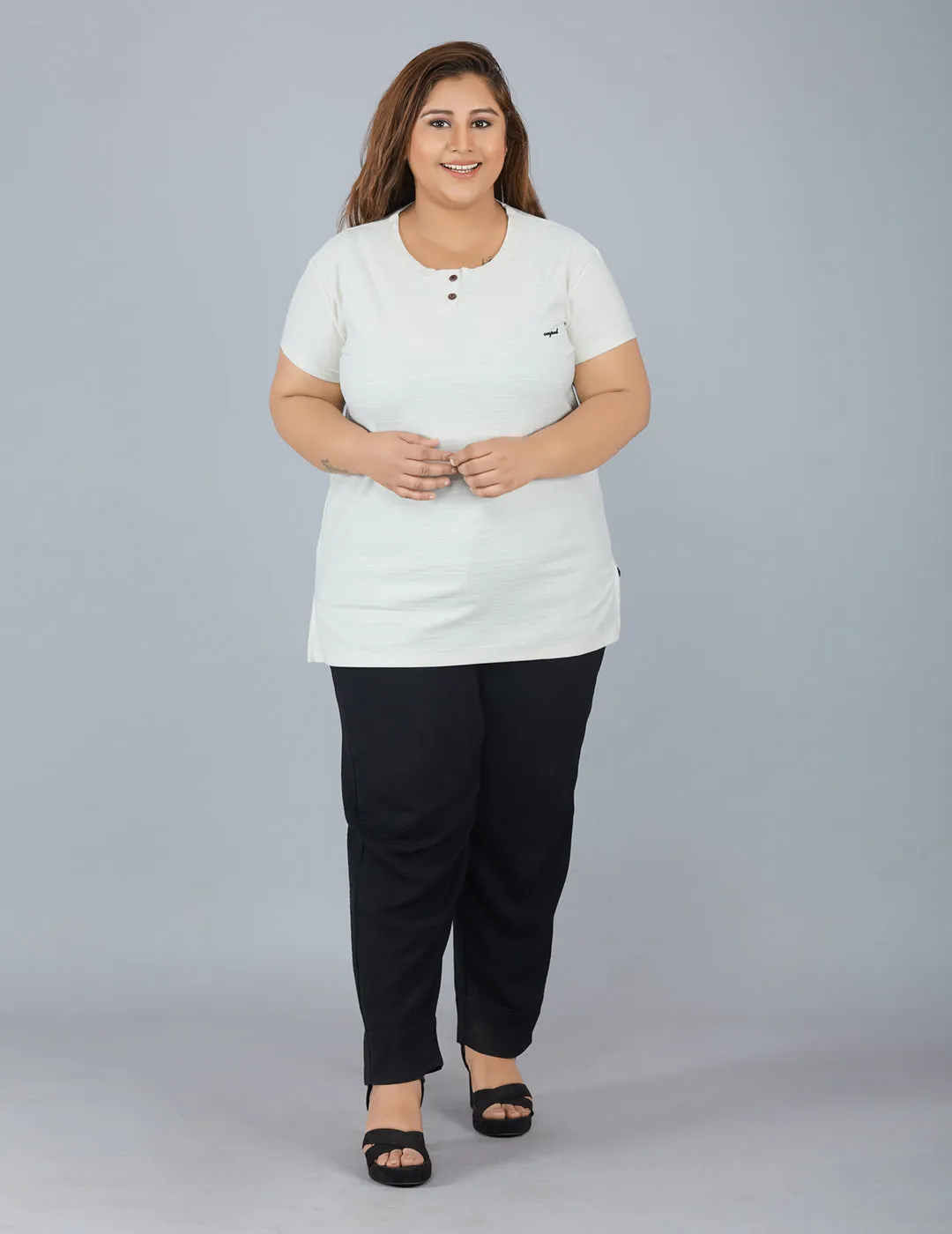 Plus Size Cotton T-shirts For Summer - Off White