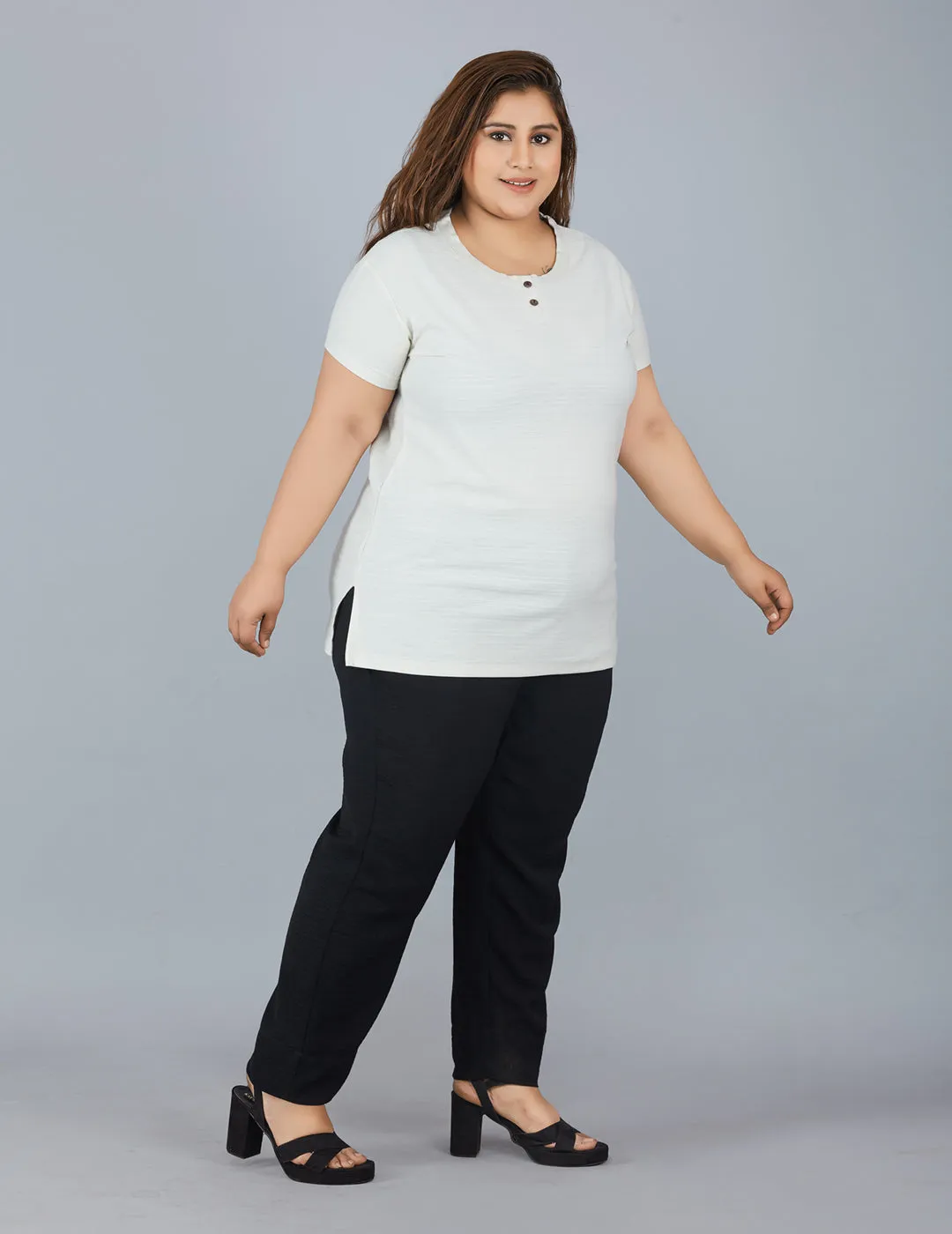 Plus Size Cotton T-shirts For Summer - Off White