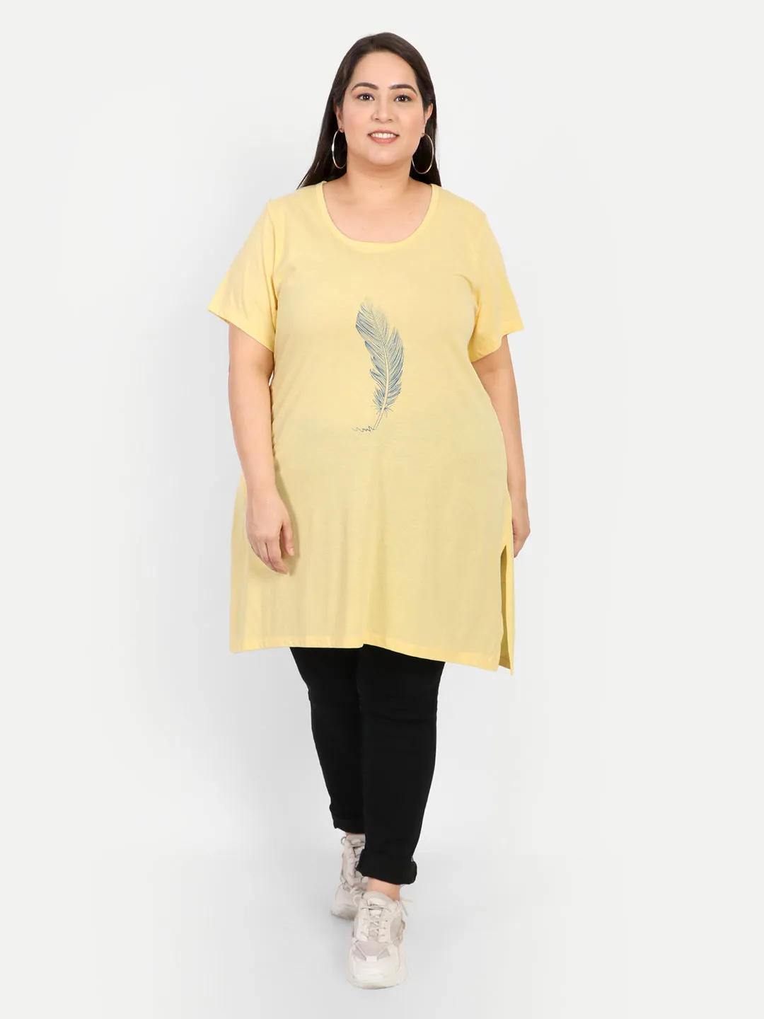 Plus Size Long T-shirts For Women - Half Sleeve - Pack of 2 (Lemon & Wine)