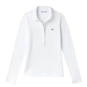 Polo Donna Lacoste Maniche Lunghe Slim Fit Bianco