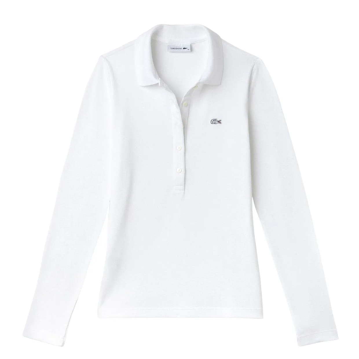 Polo Donna Lacoste Maniche Lunghe Slim Fit Bianco