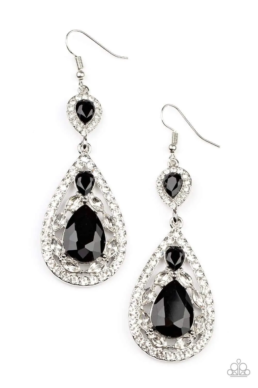 Posh Pageantry Black-Earrings