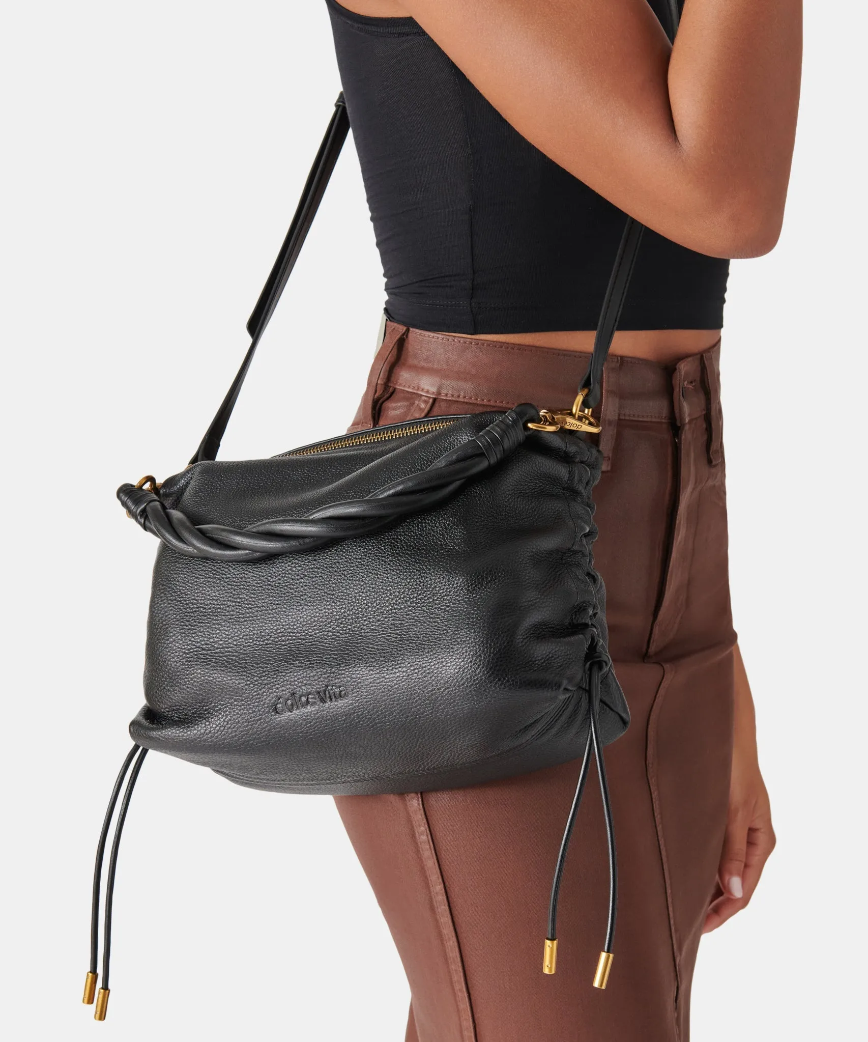 PRESTON SHOULDER/CROSSBODY BLACK LEATHER - re:vita