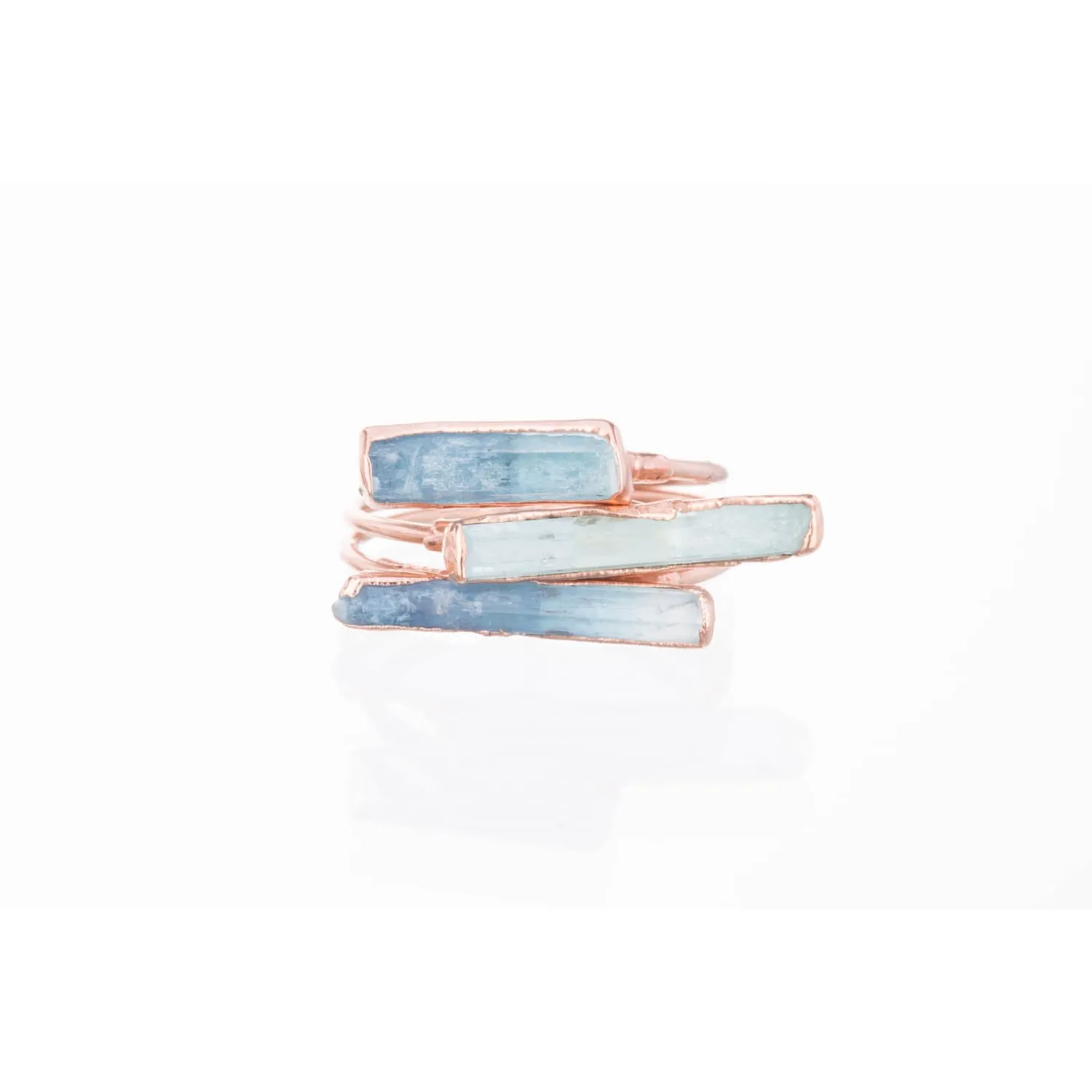 Raw Aquamarine Bar Ring in Yellow Gold