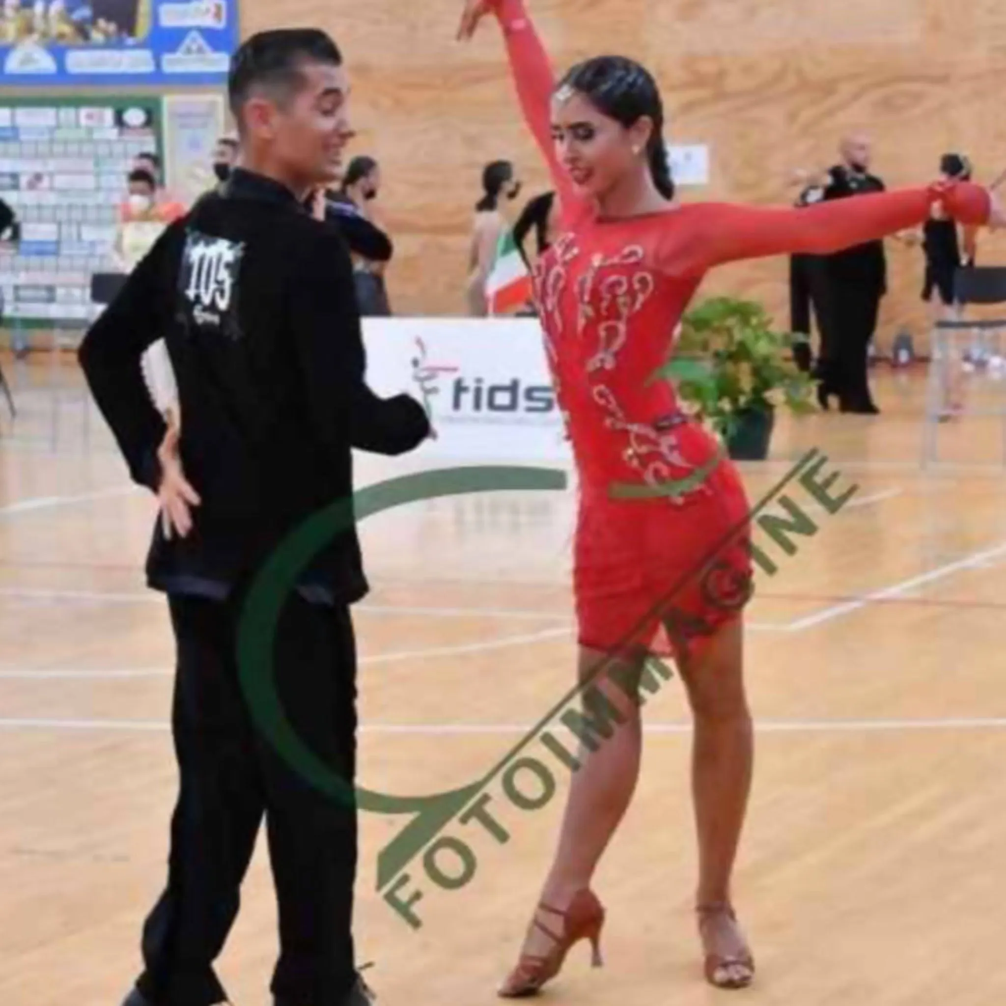 Red Latin Dress with Swarovski Stones