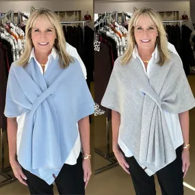 Reversible Italian Wrap-Sky Blue/Light Grey