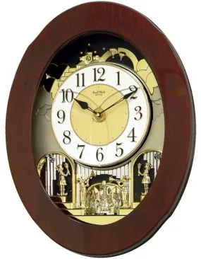 Rhythm Grand Nostalgia Entertainer Magic Motion Wall Clock - Wooden Case