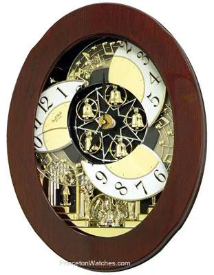 Rhythm Grand Nostalgia Entertainer Magic Motion Wall Clock - Wooden Case