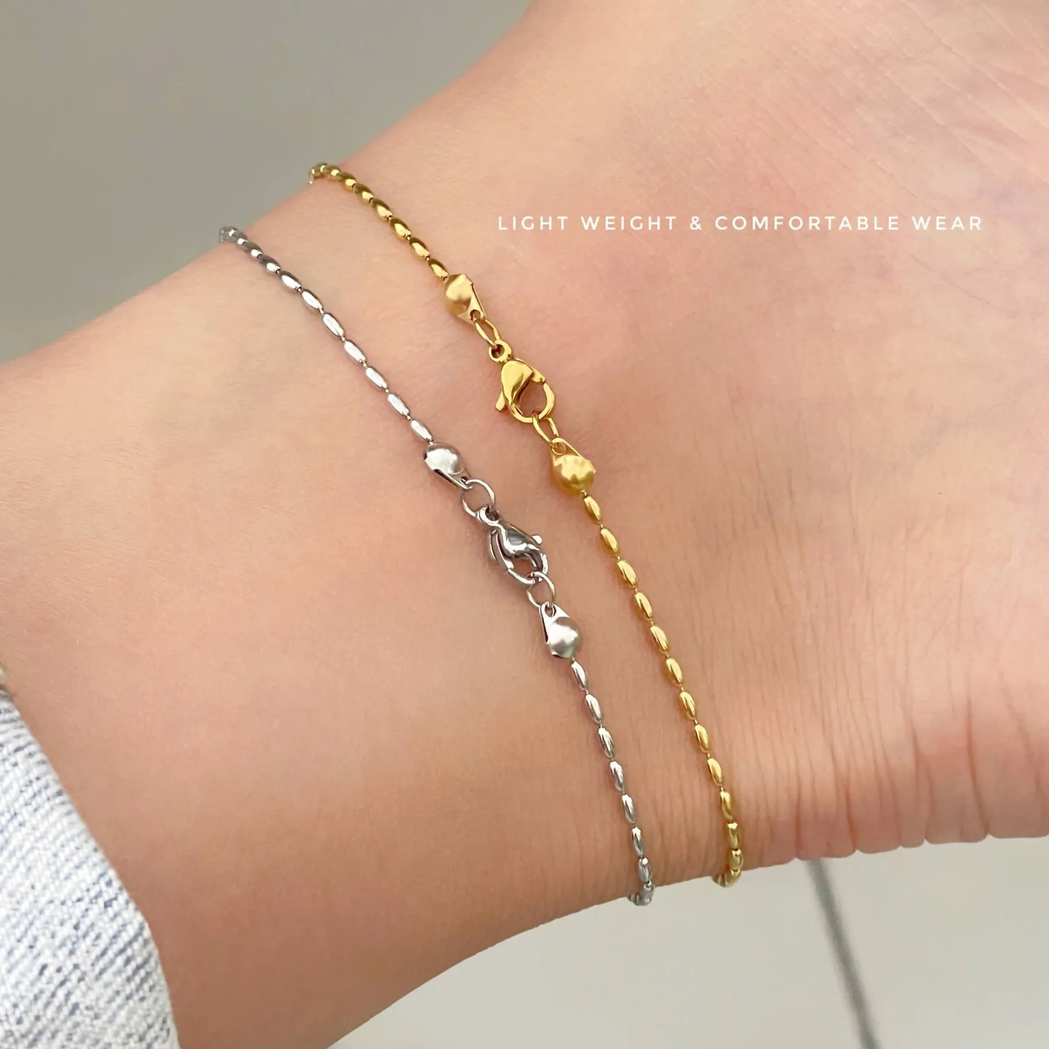 Rice Bead Oval Chain Anklet