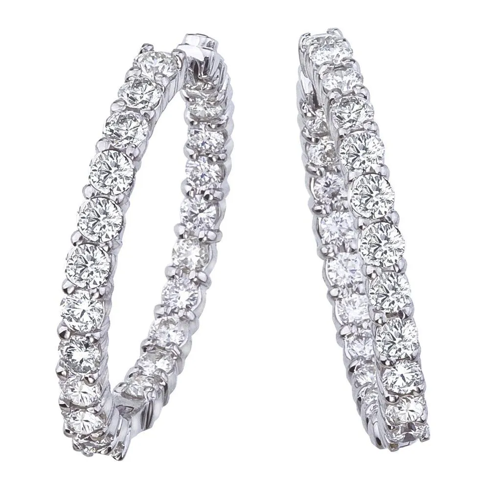 Roberto Coin 28mm Diamond Hoop Earrings 18K White Gold