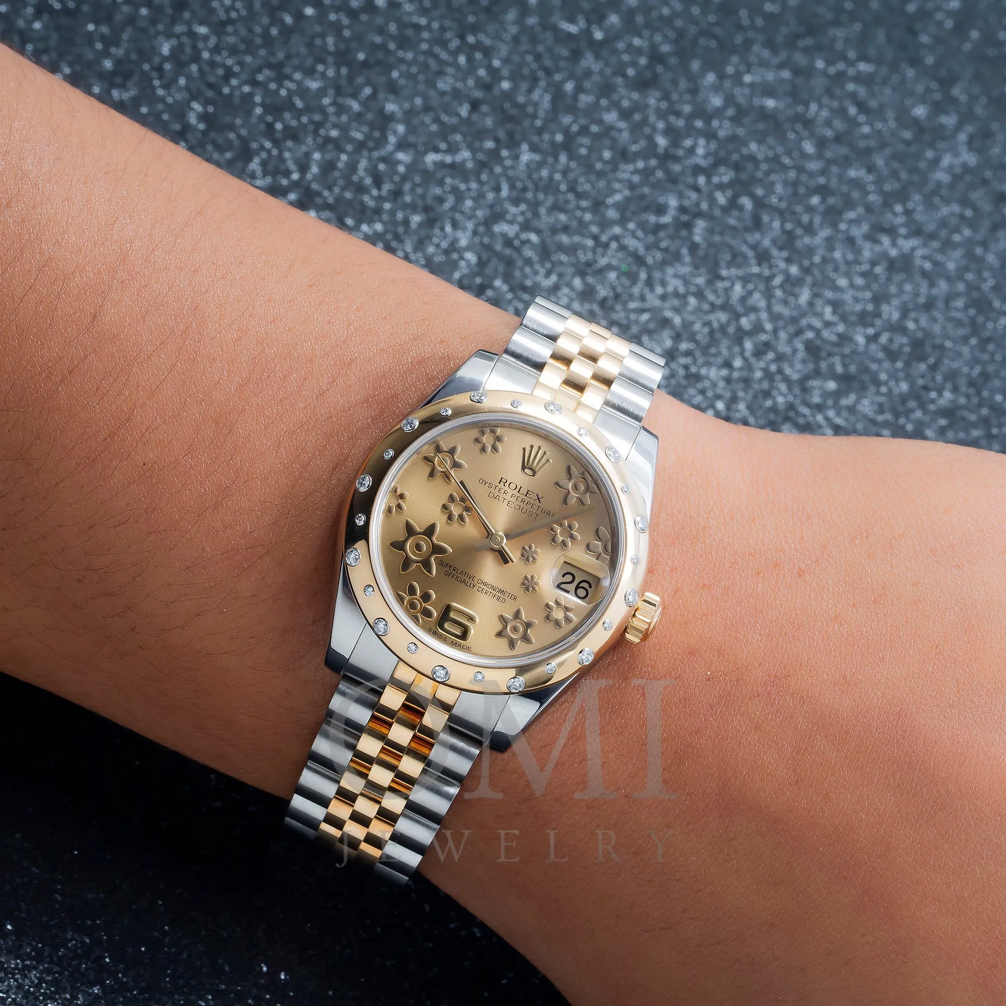 Rolex Datejust 178343 31MM Champagne Flower Dial With Two Tone Jubilee Bracelet