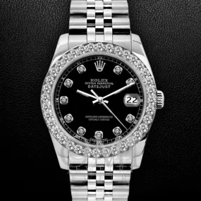 Rolex Datejust 26MM Black Diamond Dial And Bezel With Jubilee Bracelet 1.20 CT