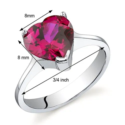 Ruby Heart Shape Sterling Silver Ring Size 6