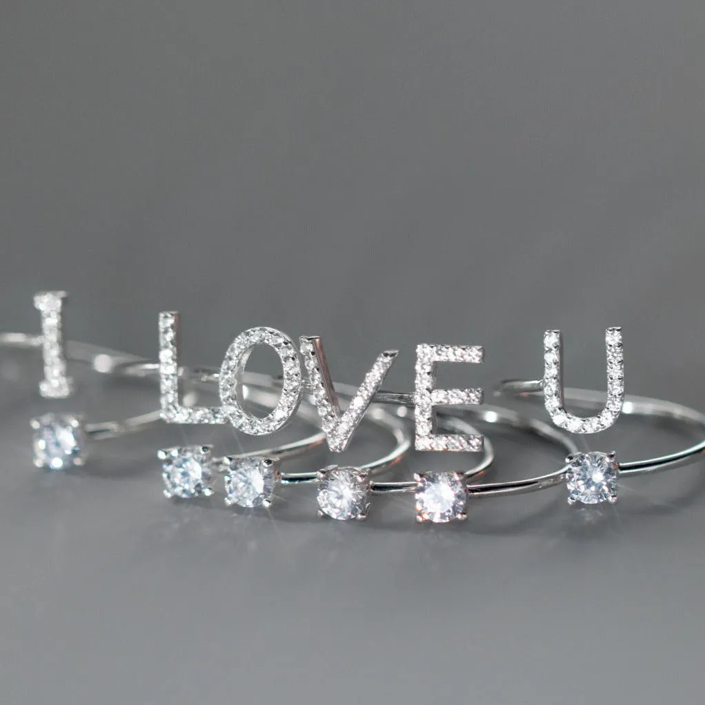 S925 Silver 26 Letters Toi et Moi Ring