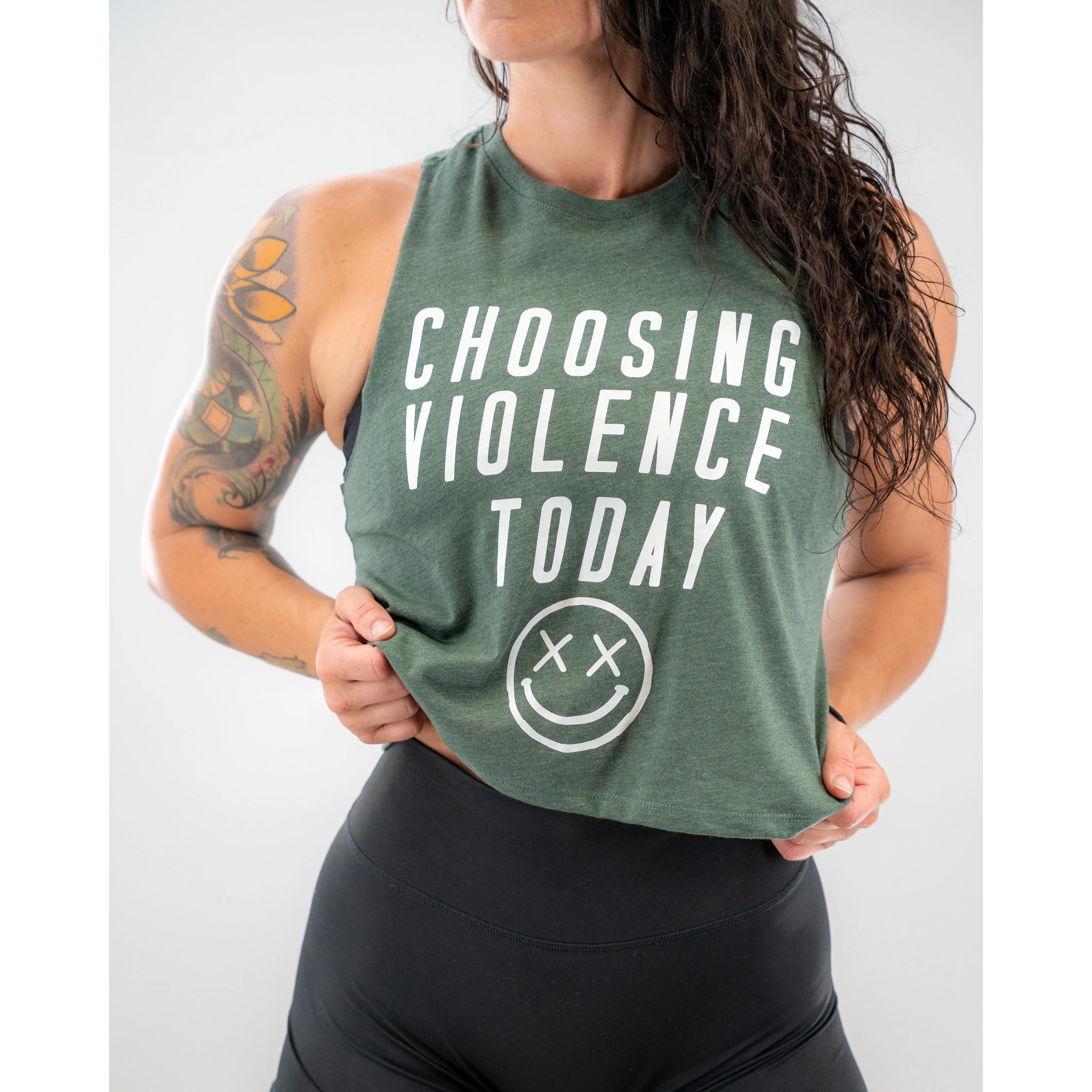 Salty Savage Ladies "CHOOSING VIOLENCE TODAY" Flowy Crop Tank