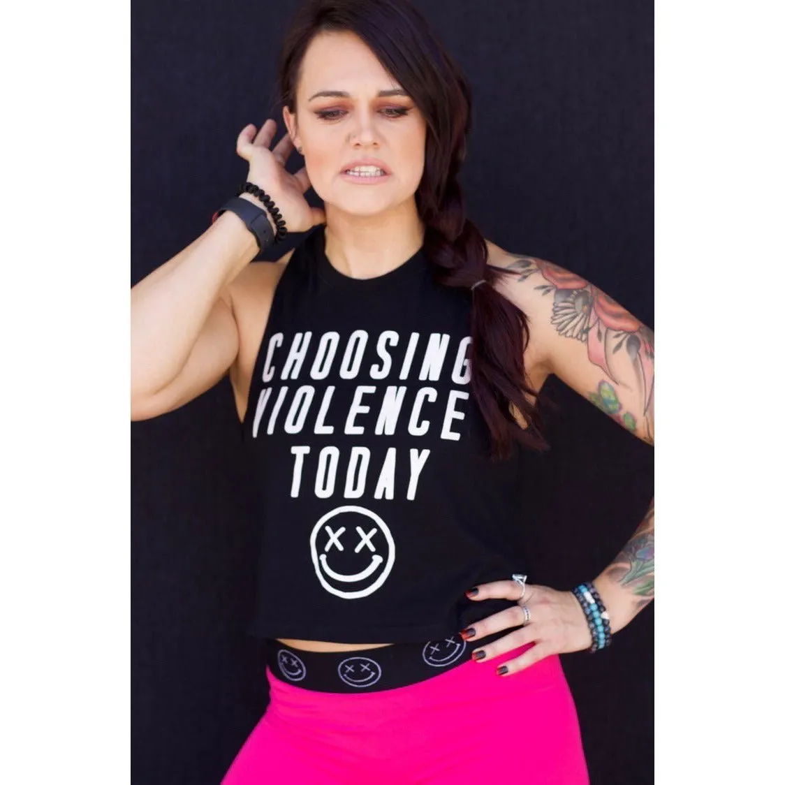 Salty Savage Ladies "CHOOSING VIOLENCE TODAY" Flowy Crop Tank