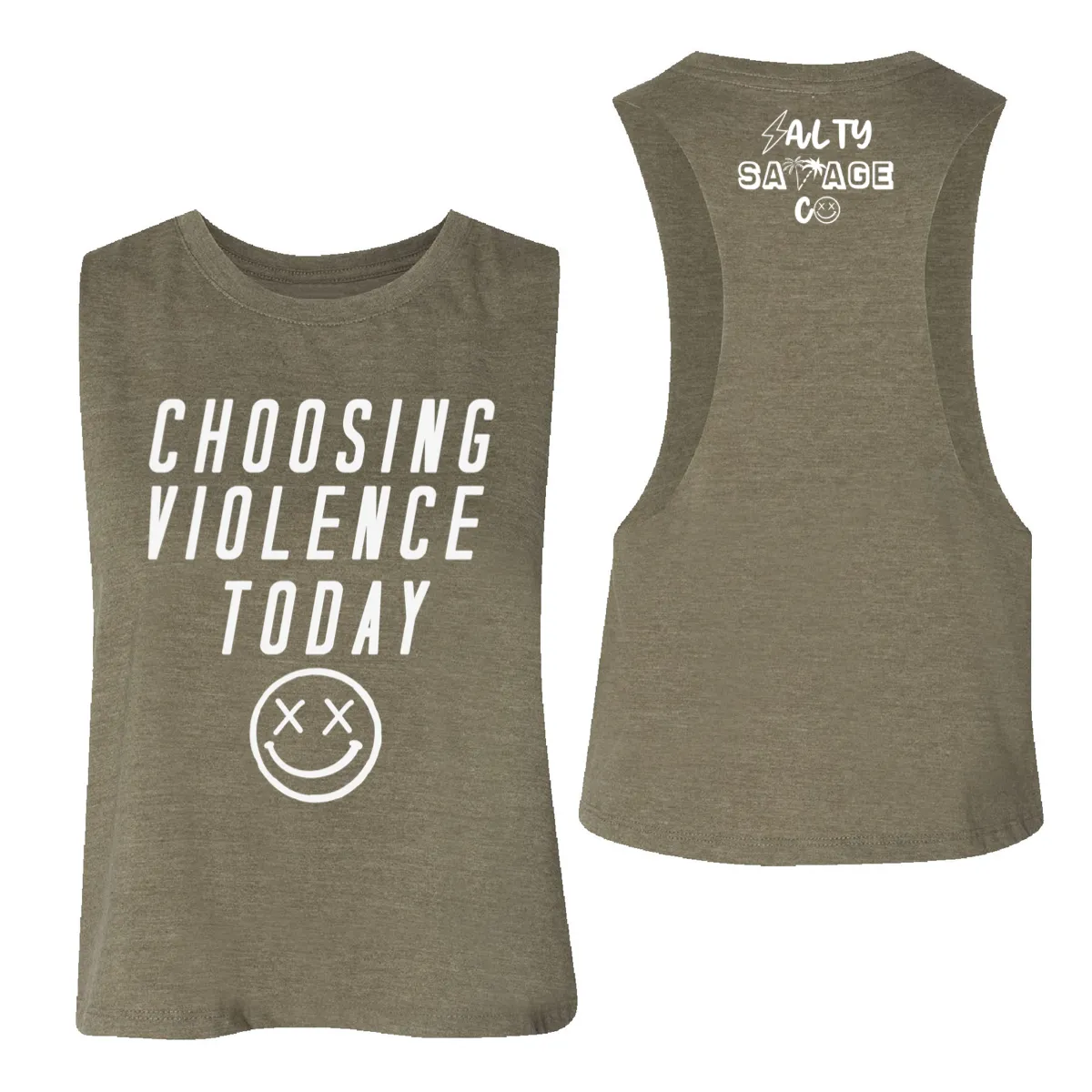 Salty Savage Ladies "CHOOSING VIOLENCE TODAY" Flowy Crop Tank