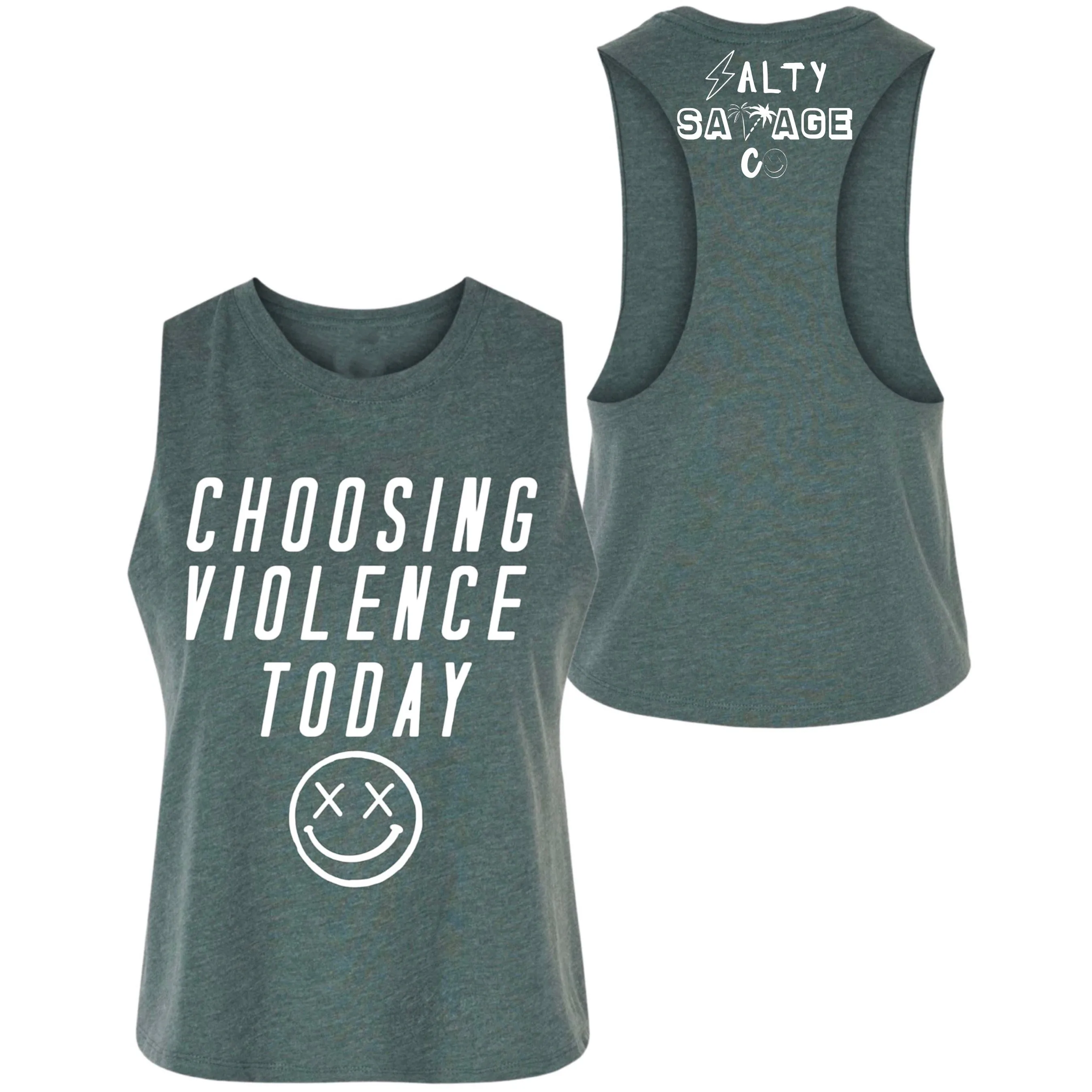 Salty Savage Ladies "CHOOSING VIOLENCE TODAY" Flowy Crop Tank