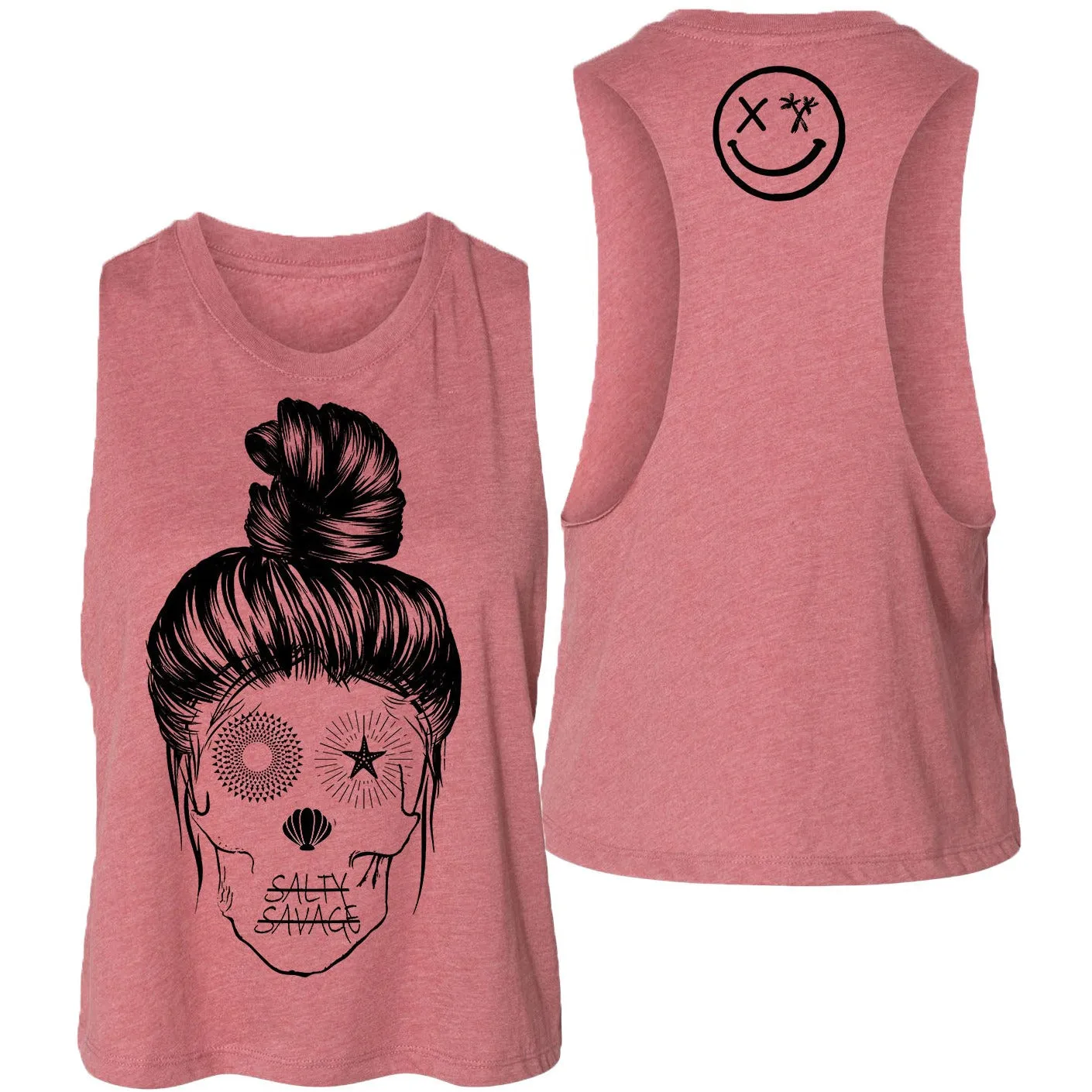 Salty Savage Ladies "Messy Bun" Flowy Crop Tank