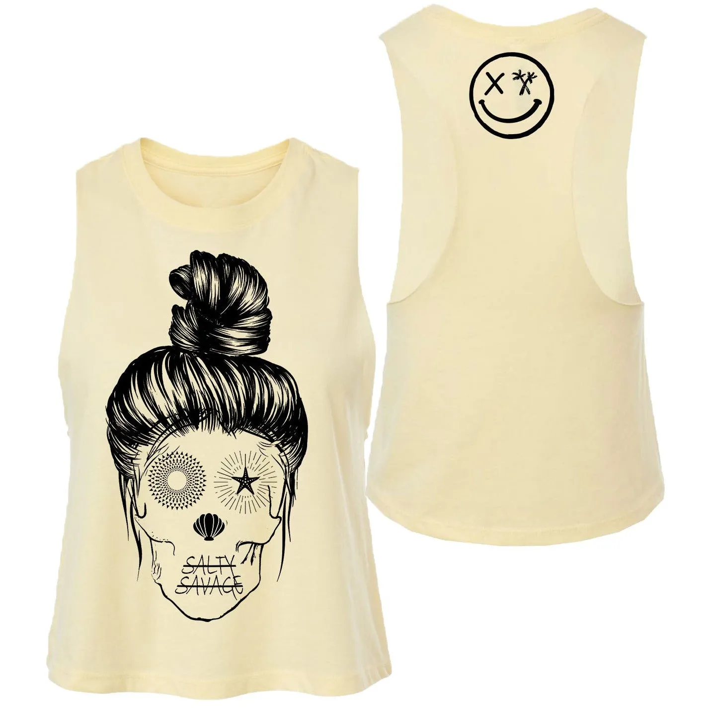 Salty Savage Ladies "Messy Bun" Flowy Crop Tank