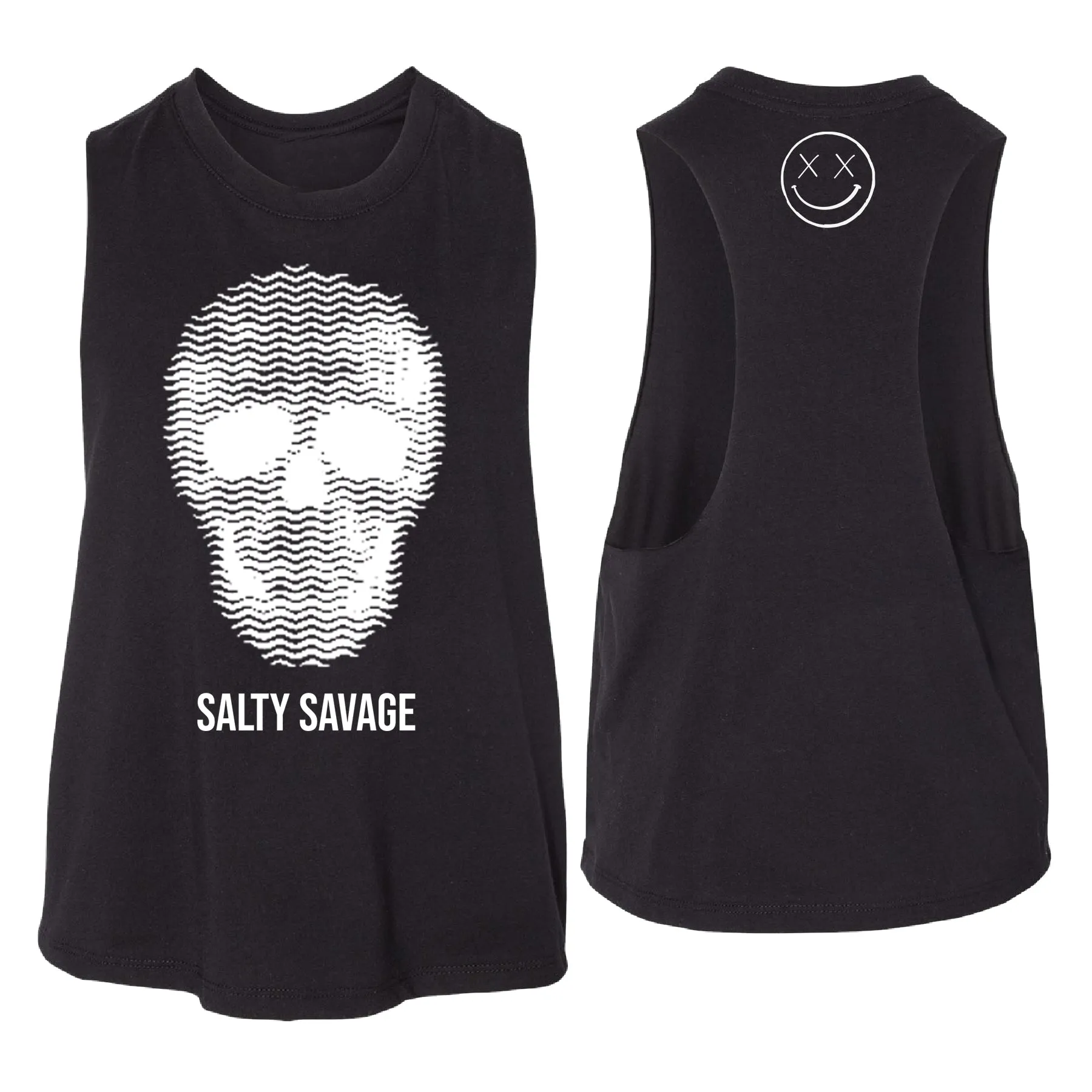 Salty Savage Ladies "Print Skull" Flowy Crop Racerback Tank